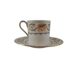 Aynsley Banquet Flat Demitasse Cup Saucer Set Fine Bone China England